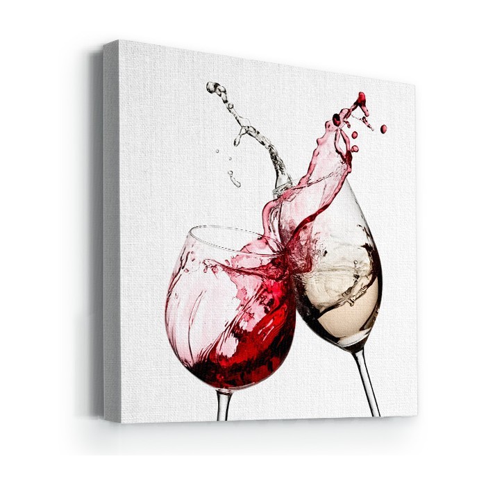 Κόκκινος και λευκός οίνος σε Πίνακα σε καμβά με τελάρο