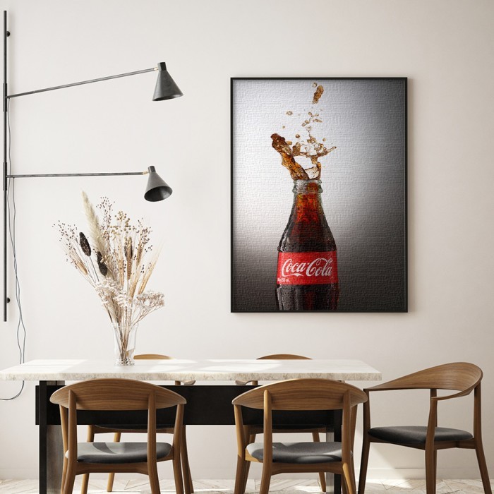 Μπουκάλι Coca Cola  σε Πίνακα σε καμβά με κορνίζα