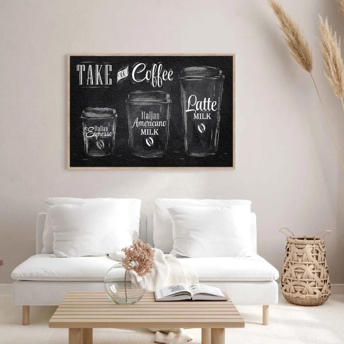 Take away coffees σε Πίνακα σε καμβά με κορνίζα