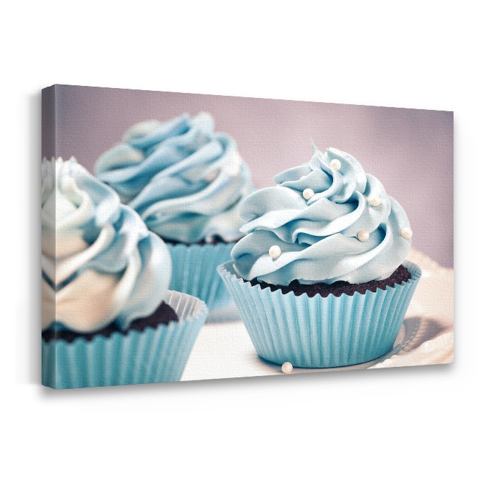 Πίνακας σε καμβά με τελάρο με Μπλε Cupcakes