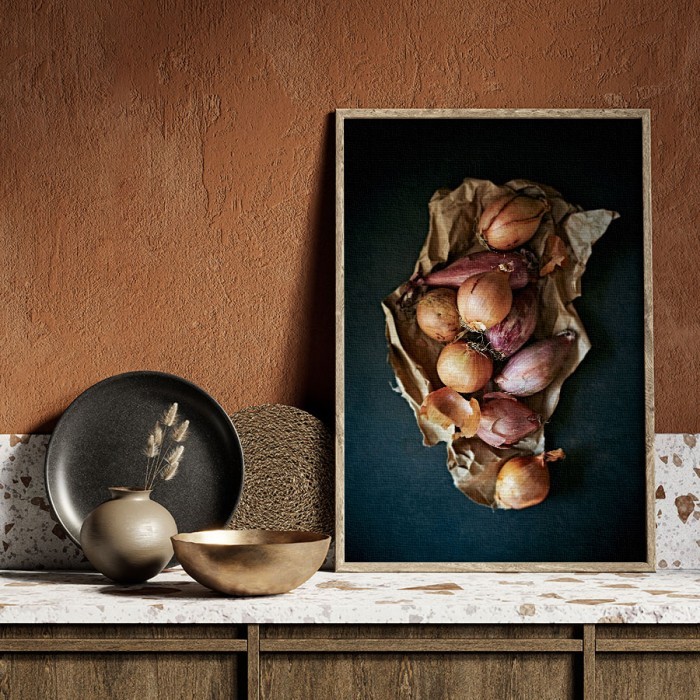 Κρεμμύδια σε Πίνακα σε καμβά με κορνίζα
