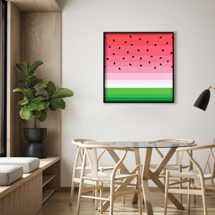 Πίνακας σε καμβά με κορνίζα «Illustration Watermelon with seeds»