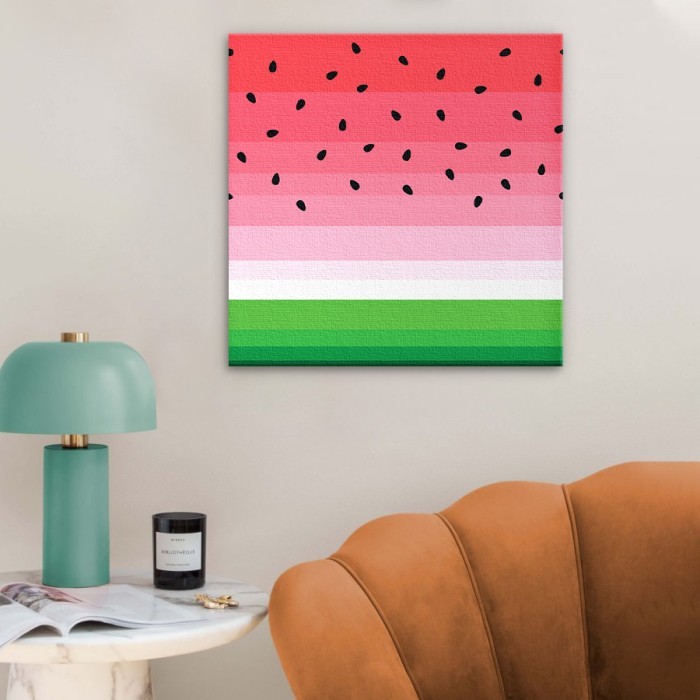 Πίνακας σε καμβά για το σαλόνι «Illustration Watermelon with seeds»