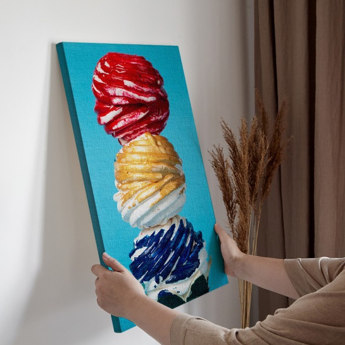 Πίνακας σε καμβά για την διακόσμηση τοίχου με  πολύχρωμη μαρέγκα