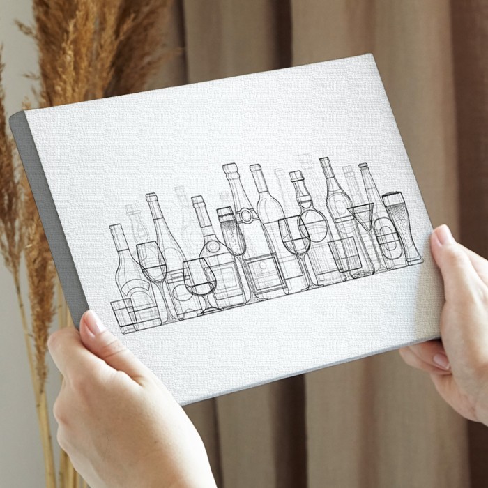 Πίνακας σε καμβά για την διακόσμηση τοίχου «Bottles and glasses»
