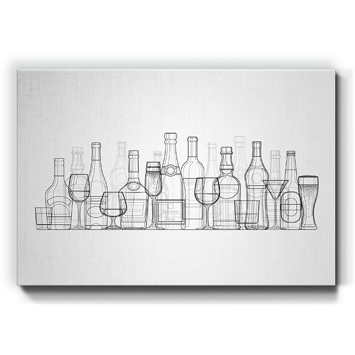 Πίνακας σε καμβά «Bottles and glasses»