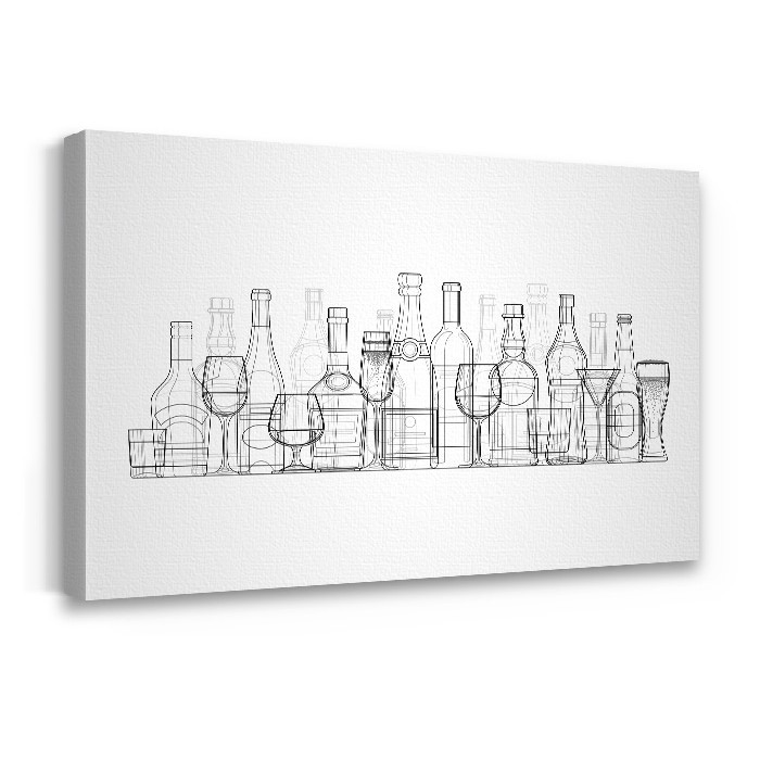 Πίνακας σε καμβά με τελάρο «Bottles and glasses»