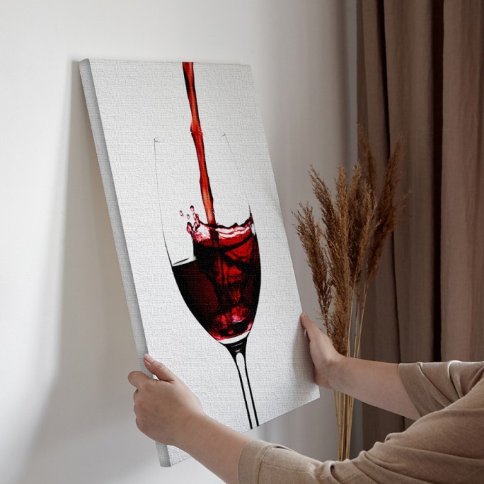 Ποτήρι με κόκκινο κρασί σε Πίνακα σε καμβά για την διακόσμηση τοίχου