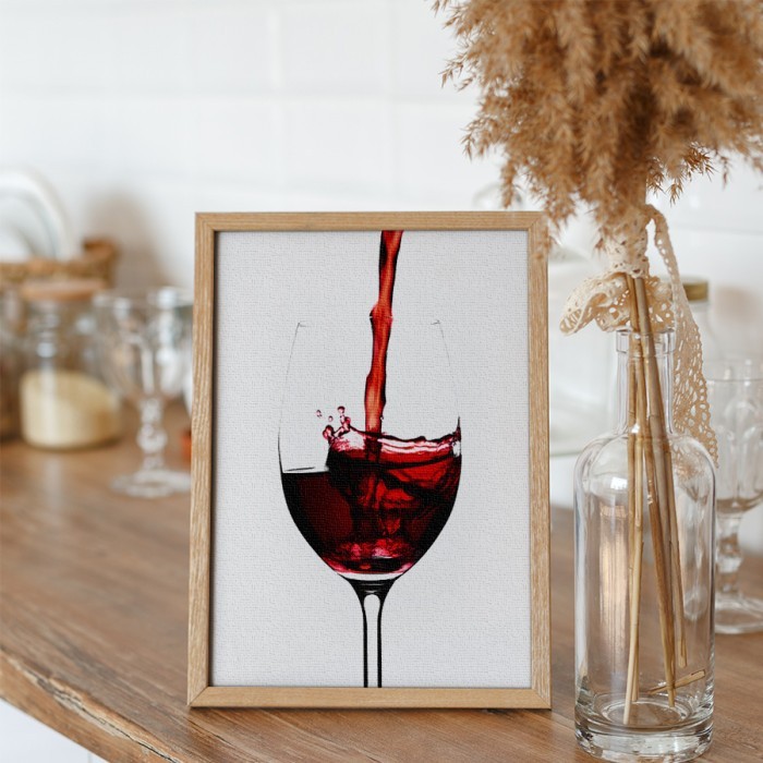 Ποτήρι με κόκκινο κρασί σε Πίνακα σε καμβά με κορνίζα