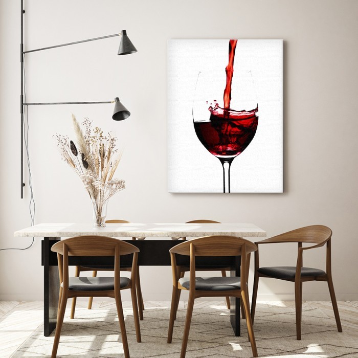 Ποτήρι με κόκκινο κρασί σε Πίνακα σε καμβά για το σαλόνι