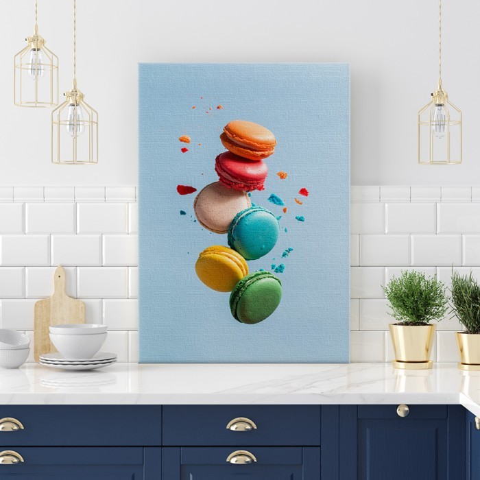 Πίνακας σε καμβά για το σαλόνι με Πολύχρωμα macarons