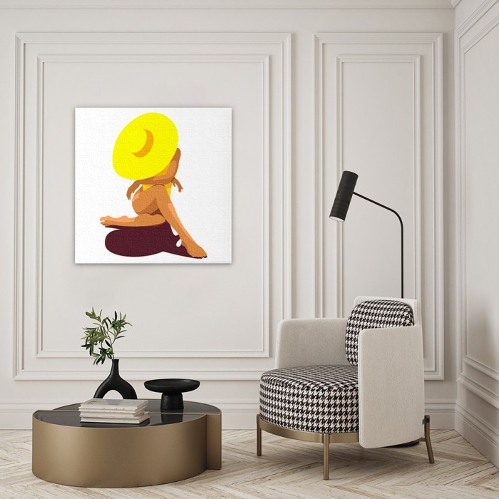 Πίνακας σε καμβά για το σαλόνι με Κορίτσι με κίτρινο καπέλο