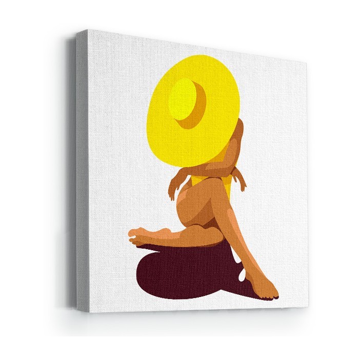 Πίνακας σε καμβά με τελάρο με Κορίτσι με κίτρινο καπέλο