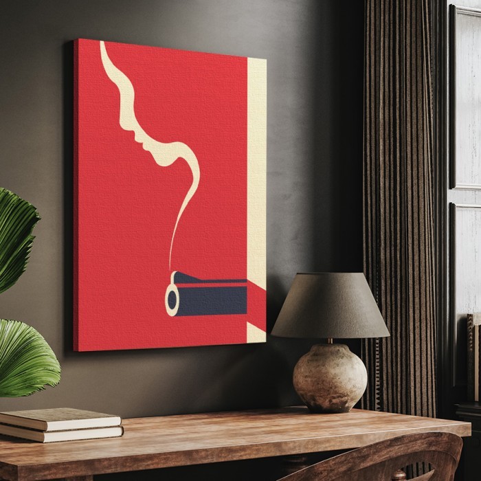 Πίνακας σε καμβά για το σαλόνι με Πιστόλι και καπνό