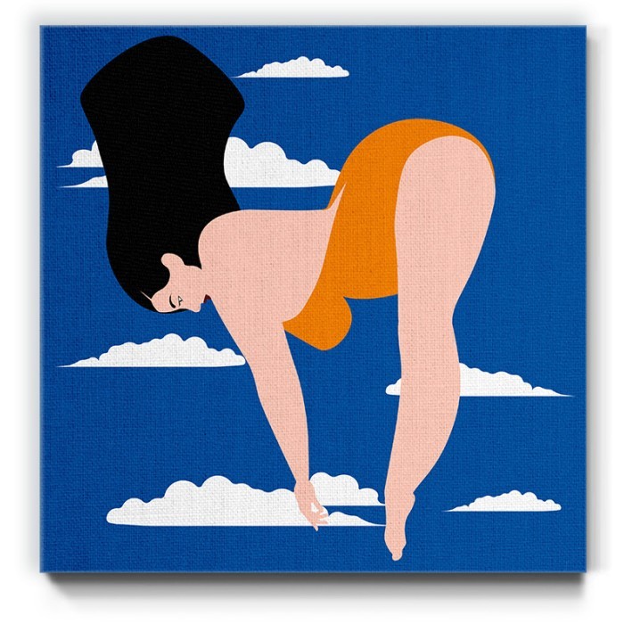 Πίνακας σε καμβά με την Κολυμβήτρια με πορτοκαλί μαγιό