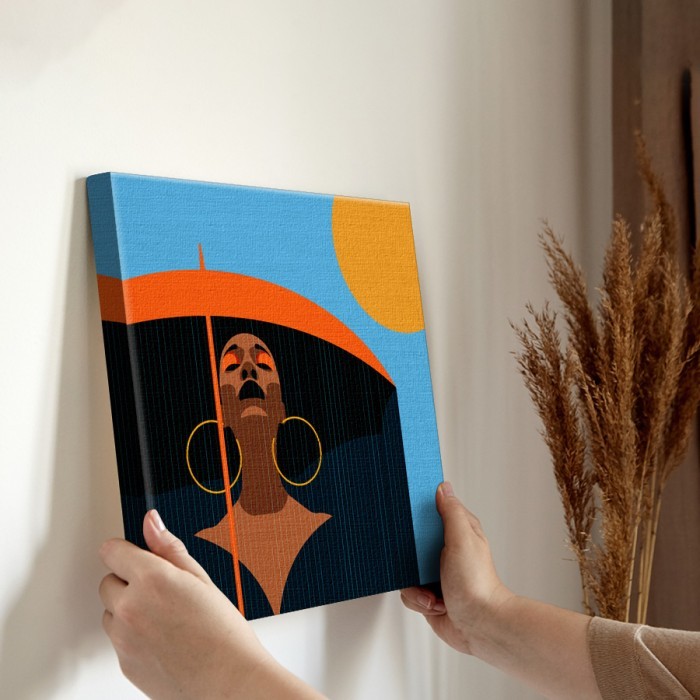 Πίνακας σε καμβά για την διακόσμηση τοίχου με Γυναίκα με ομπρέλα
