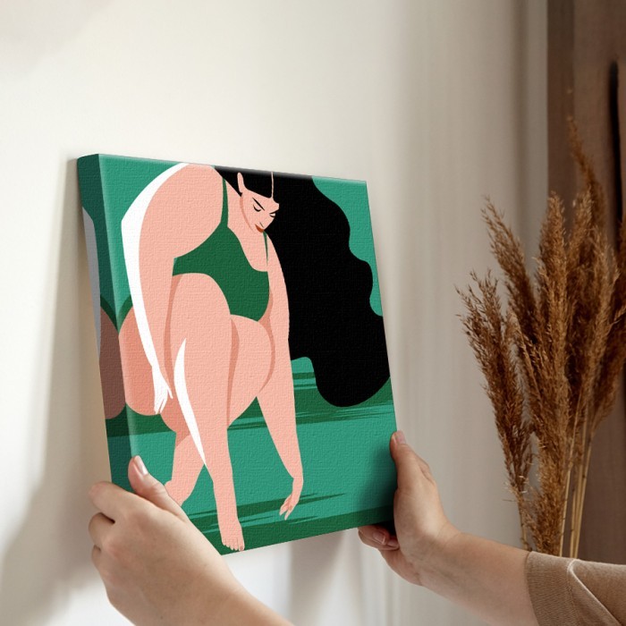 Πίνακας σε καμβά για την διακόσμηση τοίχου με Γυναίκα με πράσινο μαγίο