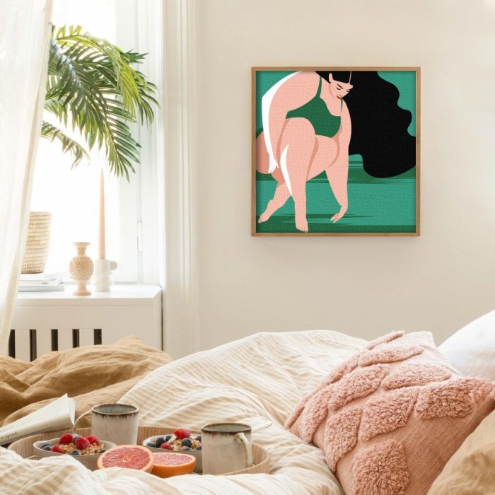 Πίνακας σε καμβά για το σαλόνι με Γυναίκα με πράσινο μαγίο