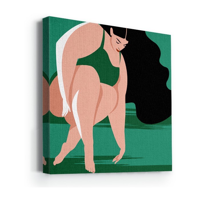 Πίνακας σε καμβά με τελάρο με Γυναίκα με πράσινο μαγίο