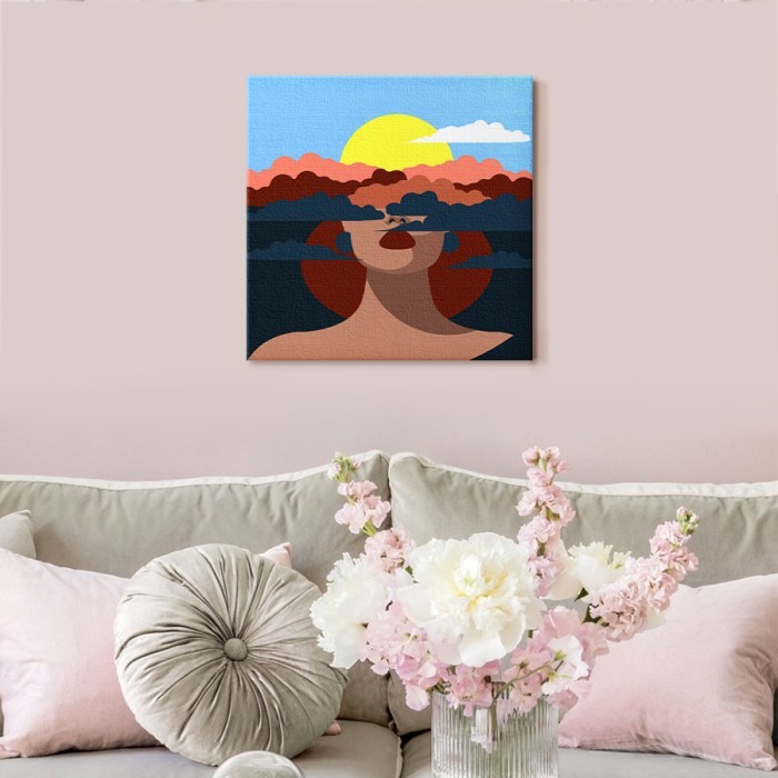 Πίνακας σε καμβά για το σαλόνι με Γυναίκα στα σύννεφα