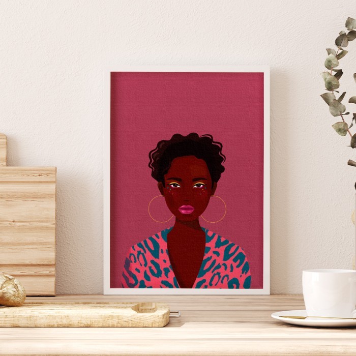 Πίνακας σε καμβά με κορνίζα με Afro portrait