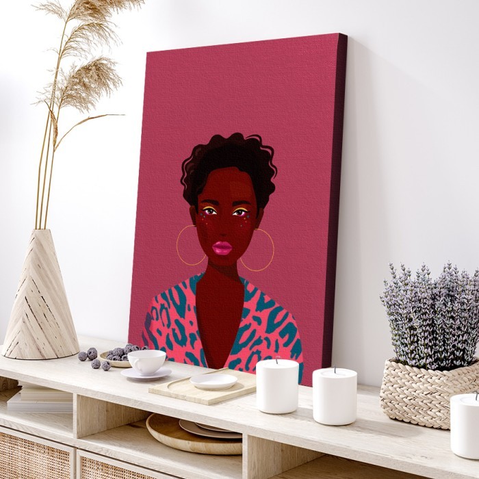 Πίνακας σε καμβά για το σαλόνι με Afro portrait
