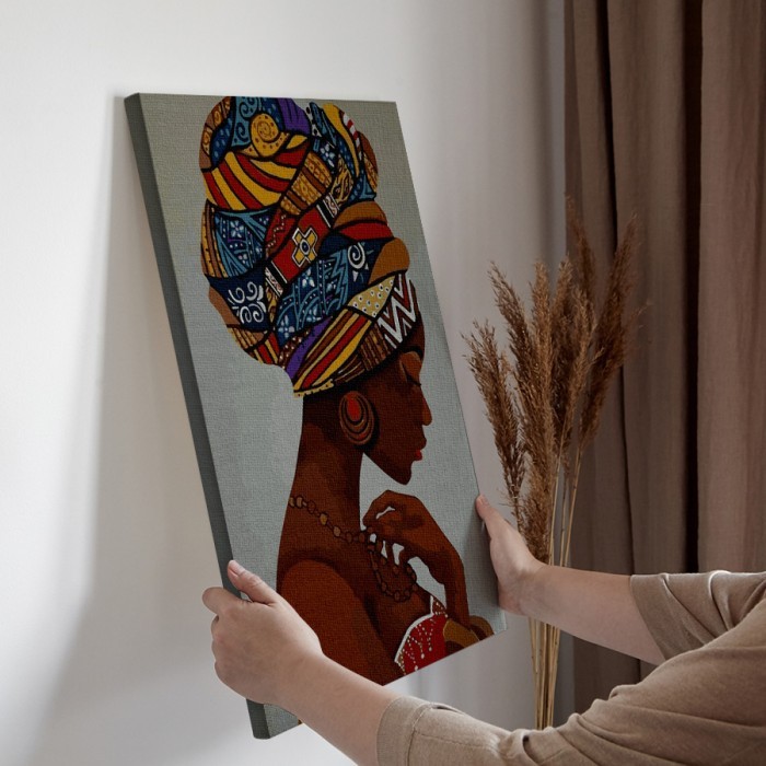 Πίνακας σε καμβά για την διακόσμηση τοίχου με Αφρικανή με τουρμπάν
