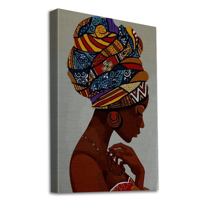 Πίνακας σε καμβά με τελάρο με Αφρικανή με τουρμπάν