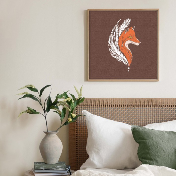 Πίνακας σε καμβά με κορνίζα με την Αλεπού με φτερά