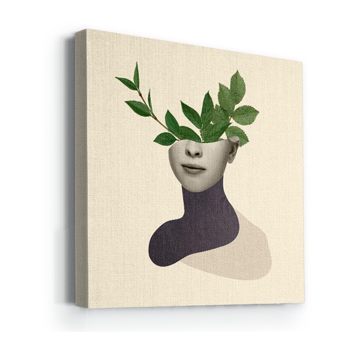 Πίνακας σε καμβά με τελάρο με Πρόσωπο με φύλλα