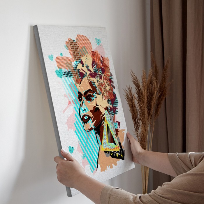 Πίνακας σε καμβά για την διακόσμηση τοίχου με Πολύχρωμο γυναικείο πρόσωπο