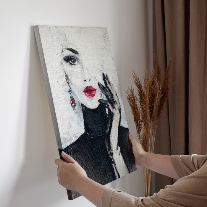 Πίνακας σε καμβά για την διακόσμηση τοίχου και Γυναίκα με κόκκινα χείλη