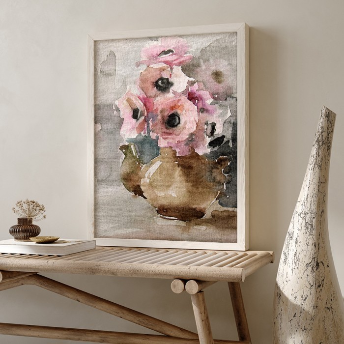 Πίνακας σε καμβά με κορνίζα με Βάζο με λουλούδια