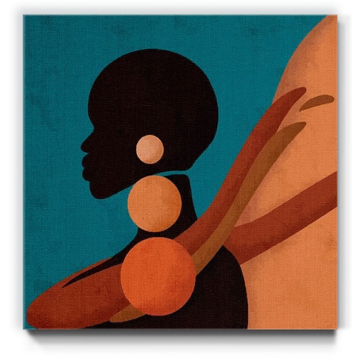 Πίνακας σε καμβά με Αφρικανή με σκουλαρίκια