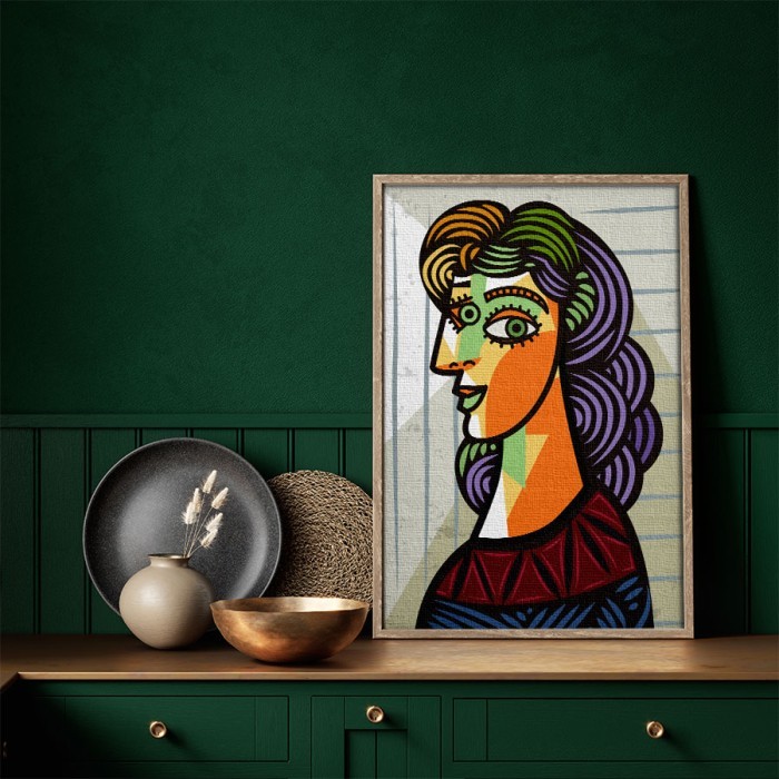 Πίνακας σε καμβά με κορνίζα με Πολύχρωμη προσωπογραφία