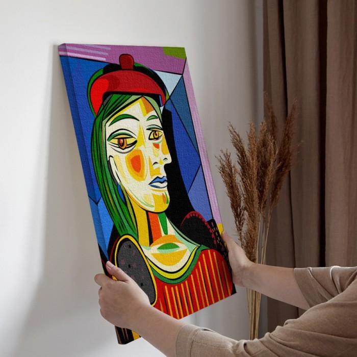 Πίνακας σε καμβά για την διακόσμηση τοίχου με Γυναίκα με κόκκινο μπερέ