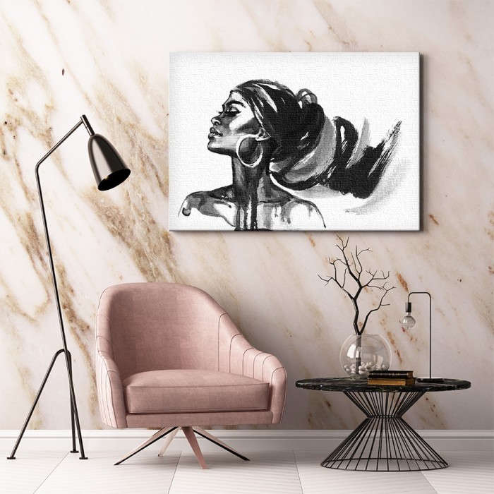 Πίνακας σε καμβά για το σαλόνι με Εντυπωσιακή αφρικανή γυναίκα