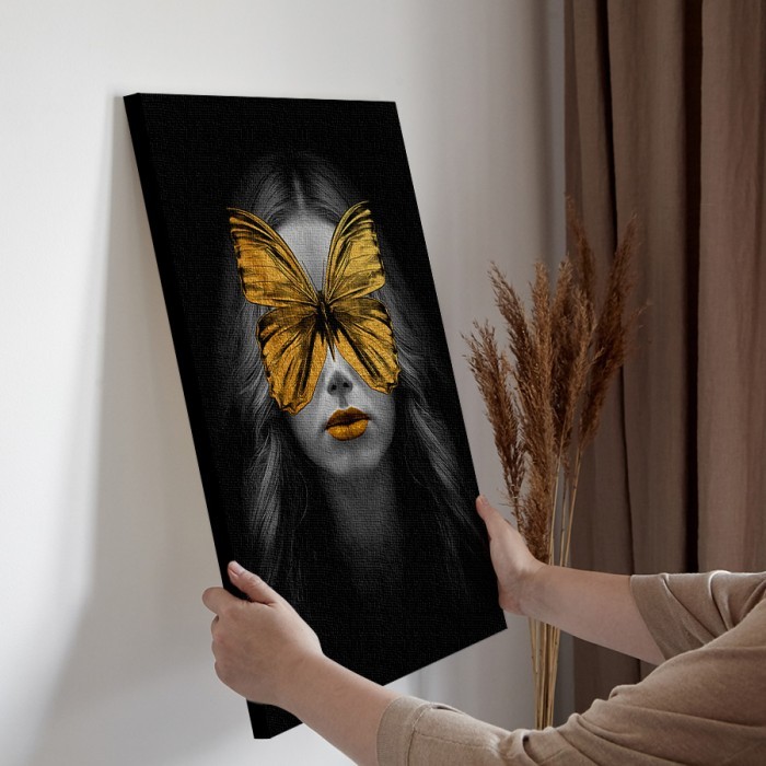 Πίνακας σε καμβά για την διακόσμηση τοίχου με Πεταλούδα και κοπέλα
