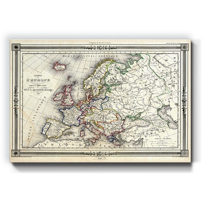 Πίνακας σε καμβά Χάρτης της Ευρώπης  