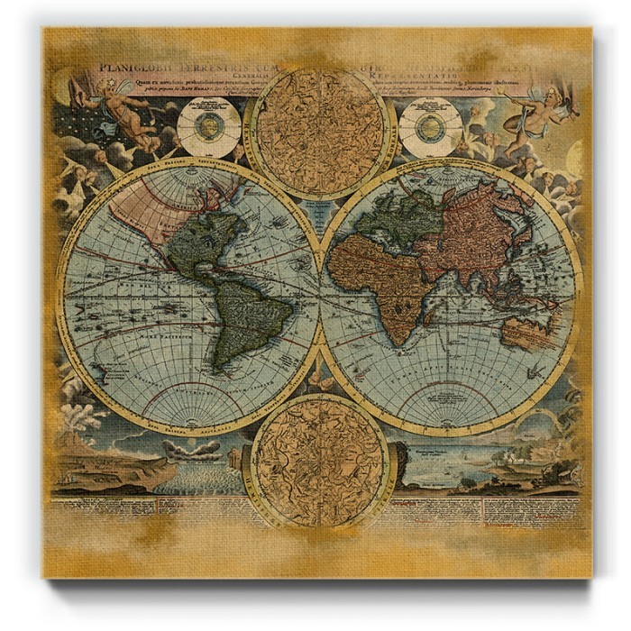 Παλιός χάρτης σε Πίνακα σε καμβά