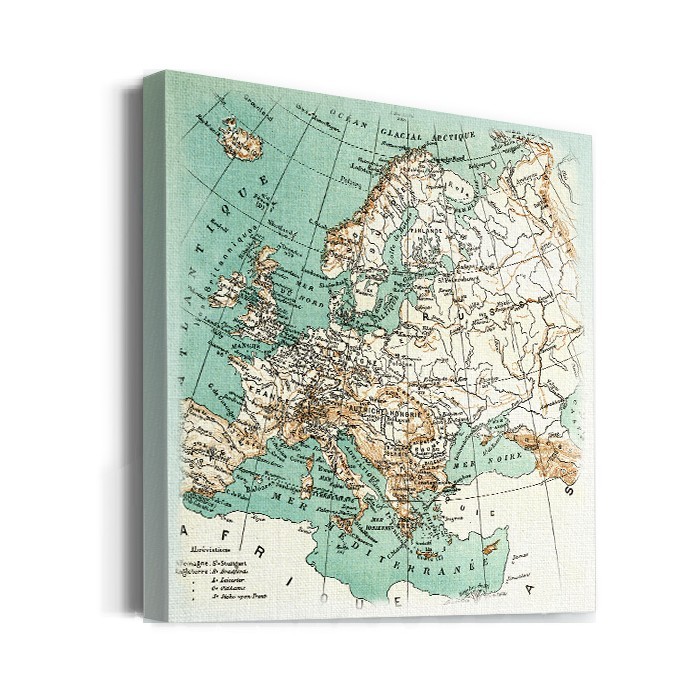 Χάρτης Ευρώπης σε Πίνακα σε καμβά με τελάρο