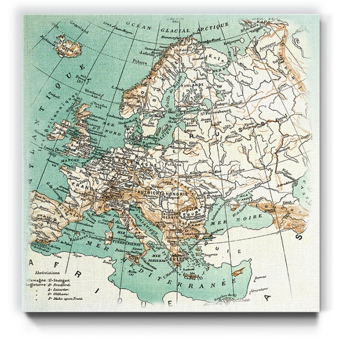 Χάρτης Ευρώπης σε Πίνακα σε καμβά