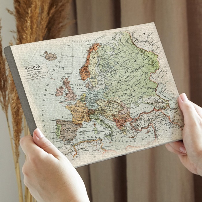 Vintage χάρτης της Ευρώπης σε Πίνακα σε καμβά για την διακόσμηση τοίχου