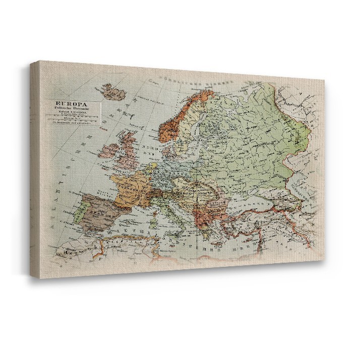 Vintage χάρτης της Ευρώπης σε Πίνακα σε καμβά με τελάρο