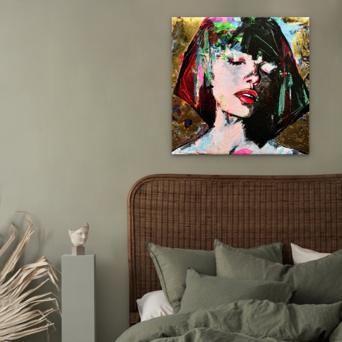 Πίνακας σε καμβά για το σαλόνι με Κορίτσι με κλειστά μάτια