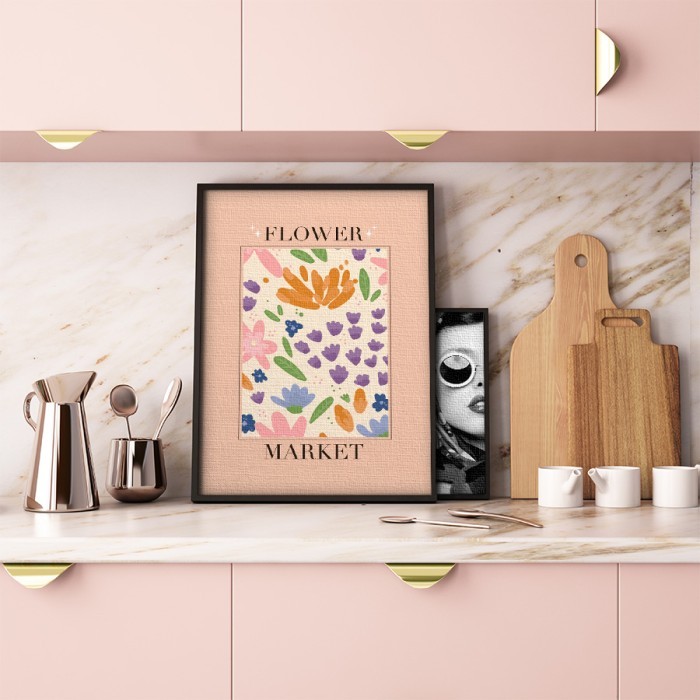 Πίνακας σε καμβά με κορνίζα με Πολύχρωμα λουλούδια