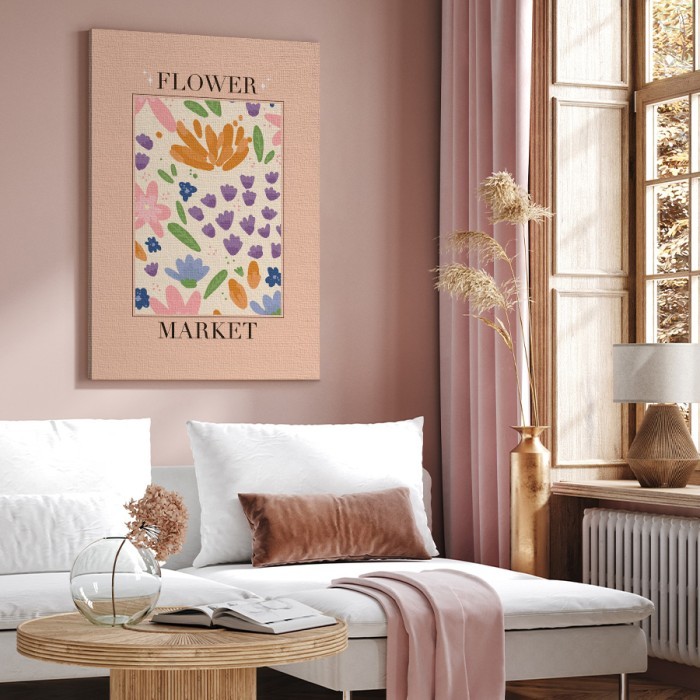 Πίνακας σε καμβά για το σαλόνι με Πολύχρωμα λουλούδια