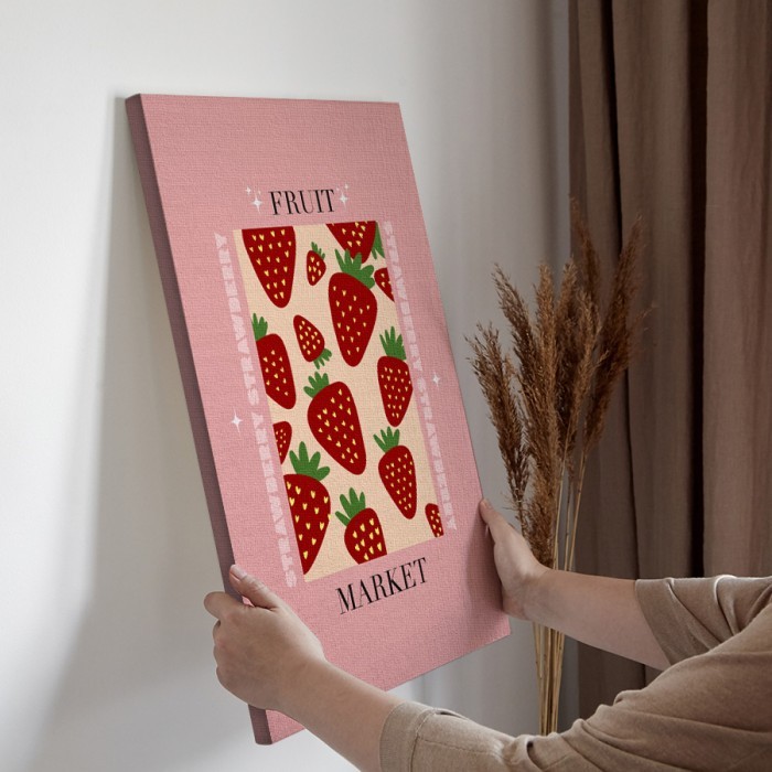 Πίνακας σε καμβά για την διακόσμηση τοίχου με Κόκκινες φράουλες