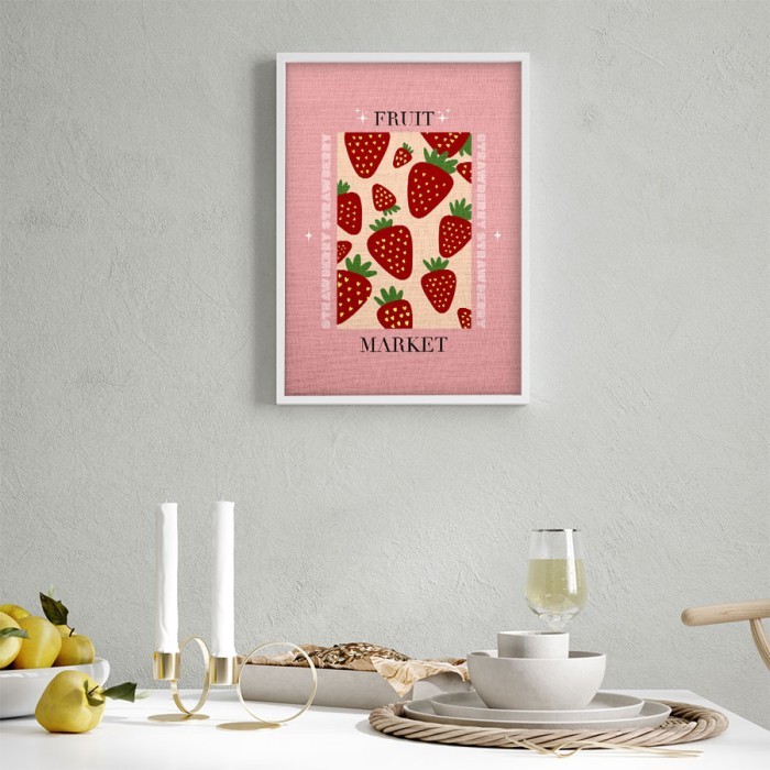 Πίνακας σε καμβά με κορνίζα με Κόκκινες φράουλες