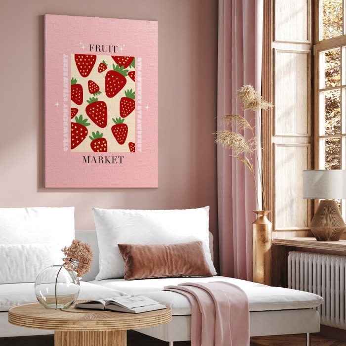 Πίνακας σε καμβά για το σαλόνι με Κόκκινες φράουλες